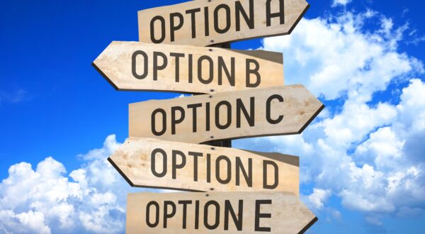 sign with arrows pointing different directions with the the word option on each one.